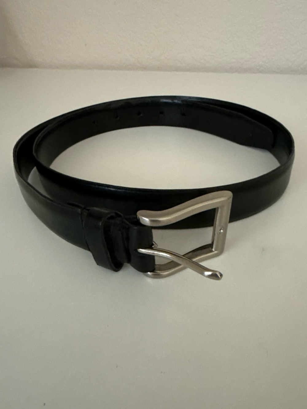 Men's Genuine Leather Belt Size 36 Silver Buckle Business Casual Timeless
